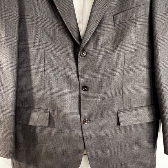 Nautica Mens Gray Tweed Plaid Wool Cashmere Blazer Jacket 46L Superior Tailoring - Picture 5 of 16